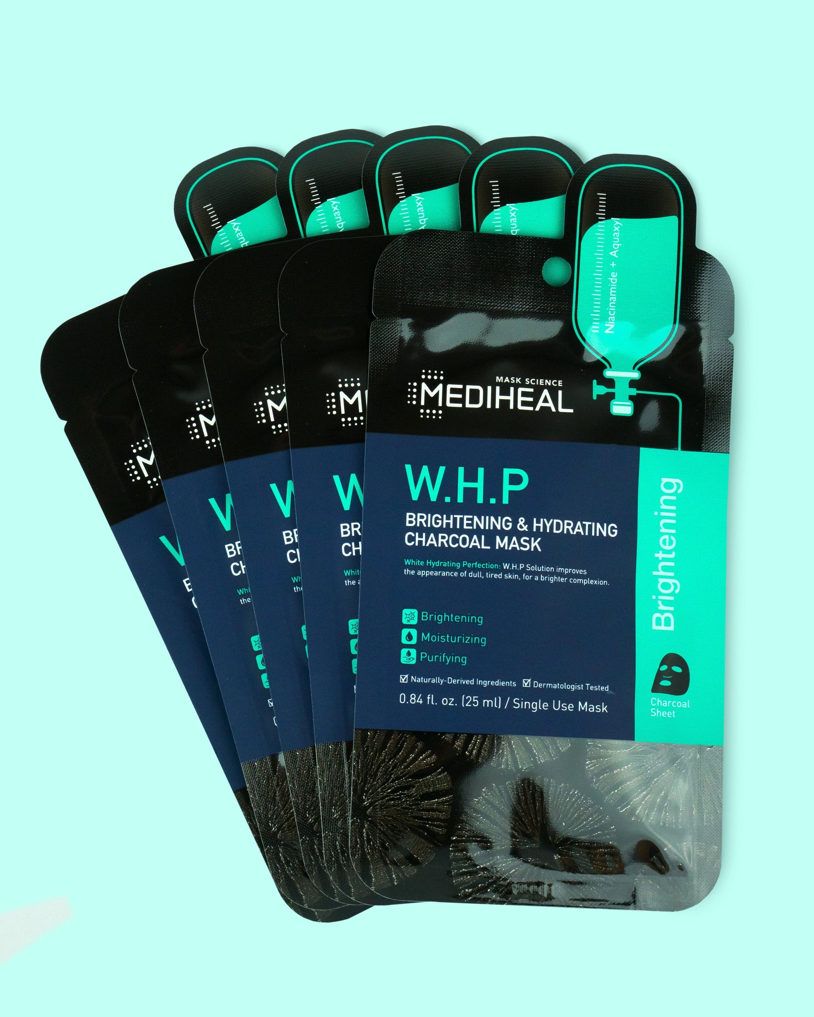 W.H.P Brightening & Hydrating Charcoal Sheet Mask Sheet Mask MEDIHEAL 