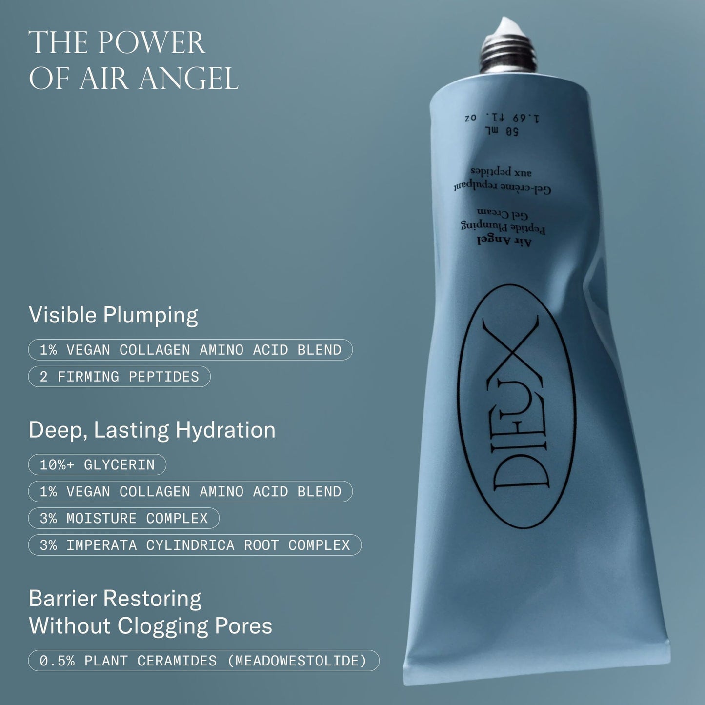 Air Angel Peptide Plumping Gel Cream Facial Moisturizer Dieux 