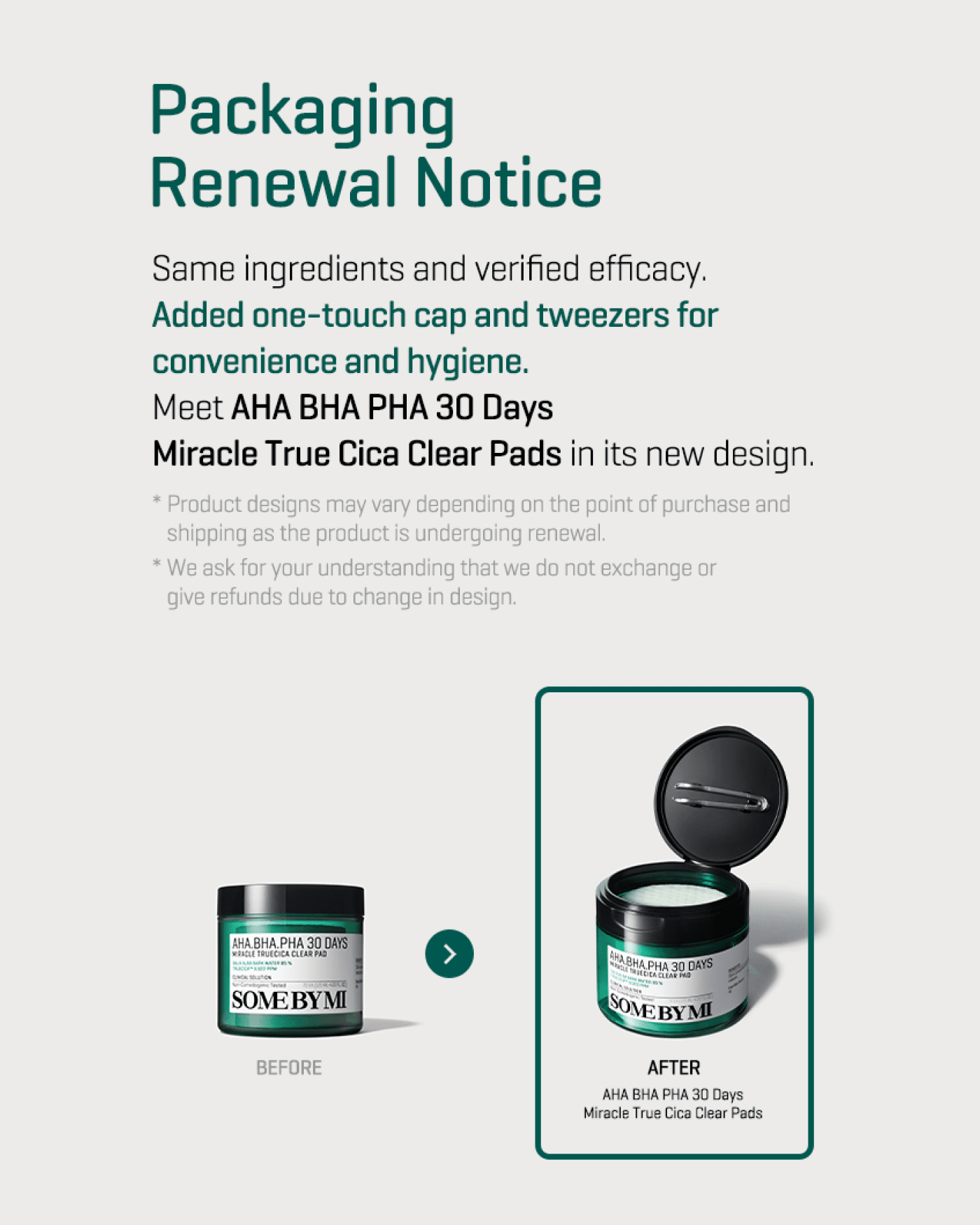 AHA-BHA-PHA 30 Days Miracle Truecica Clear Pad Physical SOME BY MI 