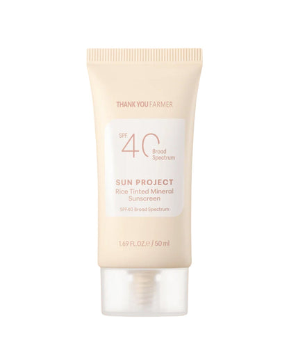 Sun Project Rice Tinted Mineral Sunscreen SPF 40 Broad Spectrum Sunscreen THANK YOU FARMER 