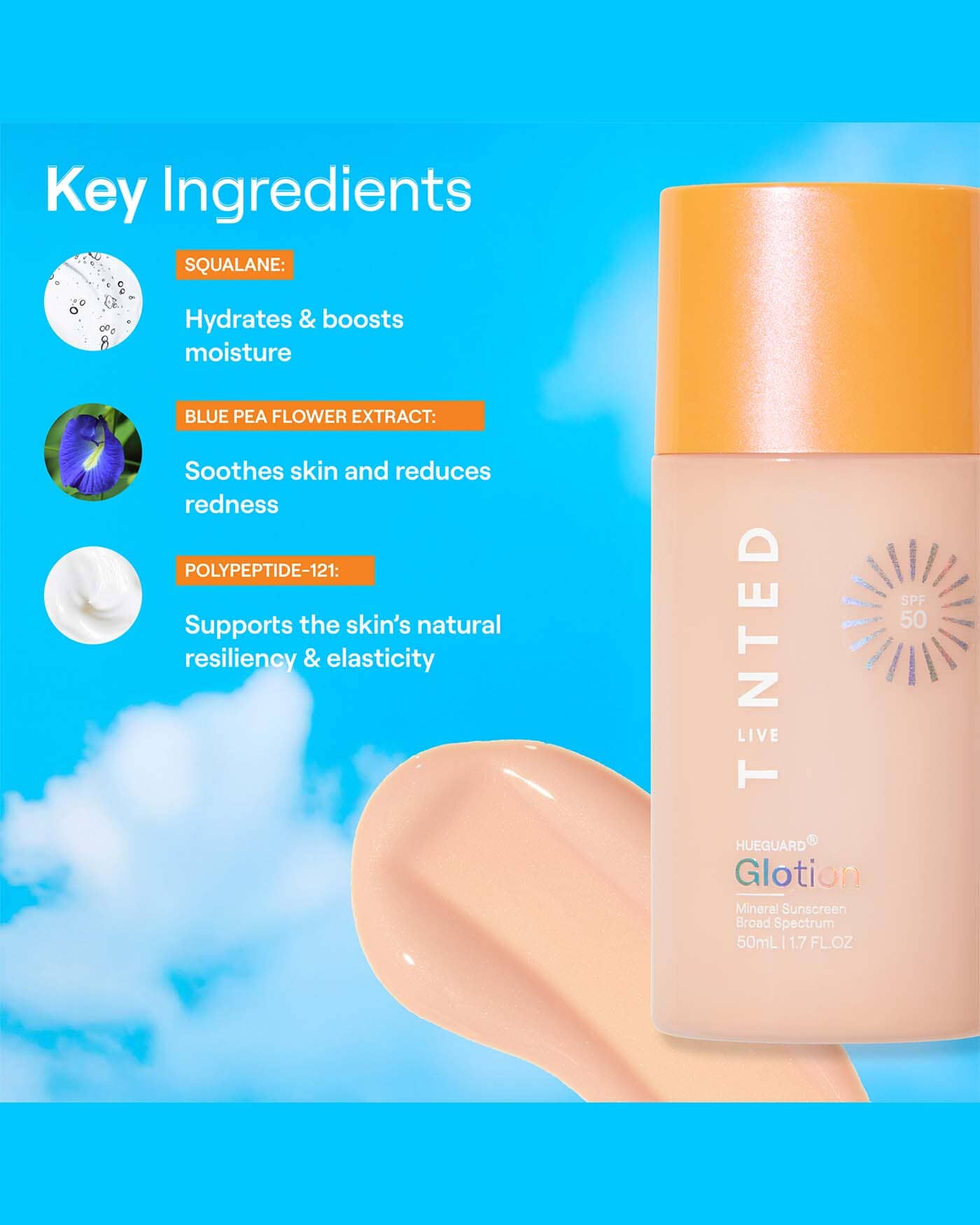 Hueguard® Glotion Mineral Sunscreen Broad Spectrum SPF 50 Sunscreen Live Tinted 
