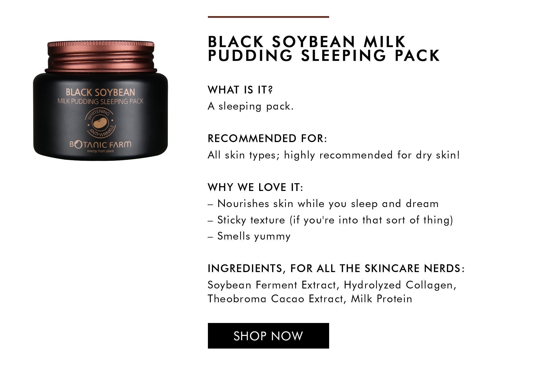 Shop black soybean milk pudding sleeping pack