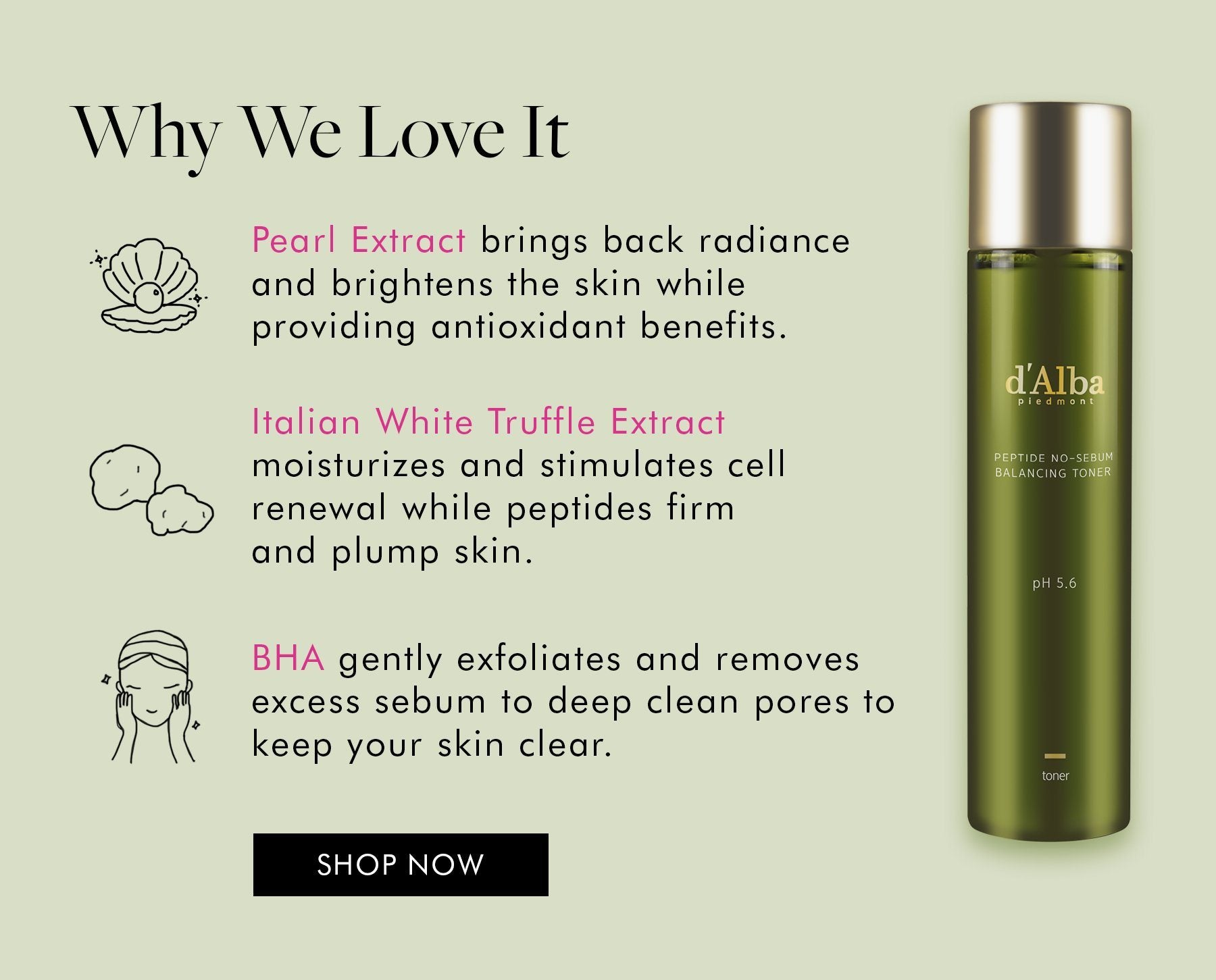 why we love it: pearl extract, italian white truffle extract and BHA