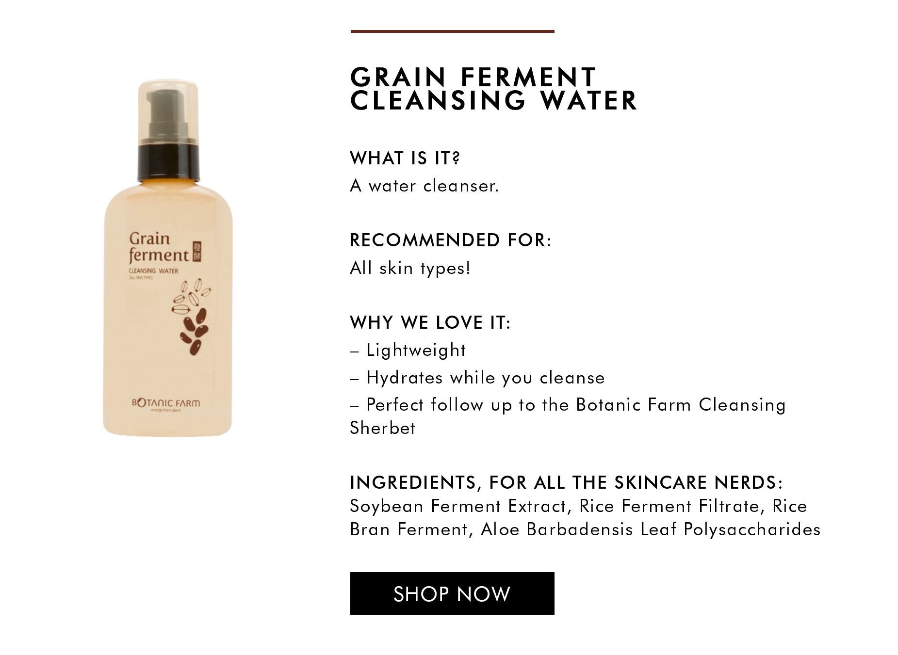 Shop grain ferment cleansing water